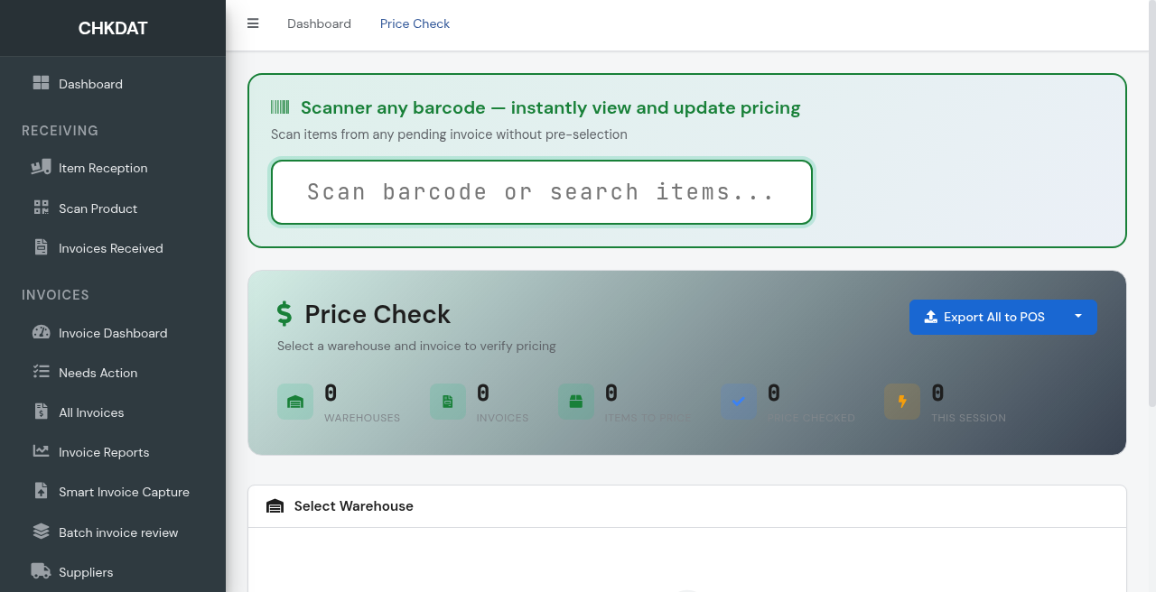 Price check in CHKDAT